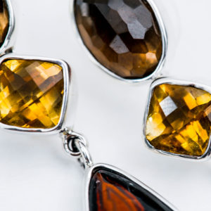 Multi Semi Precious Stone - Post Earrings in Sterling Silver 925