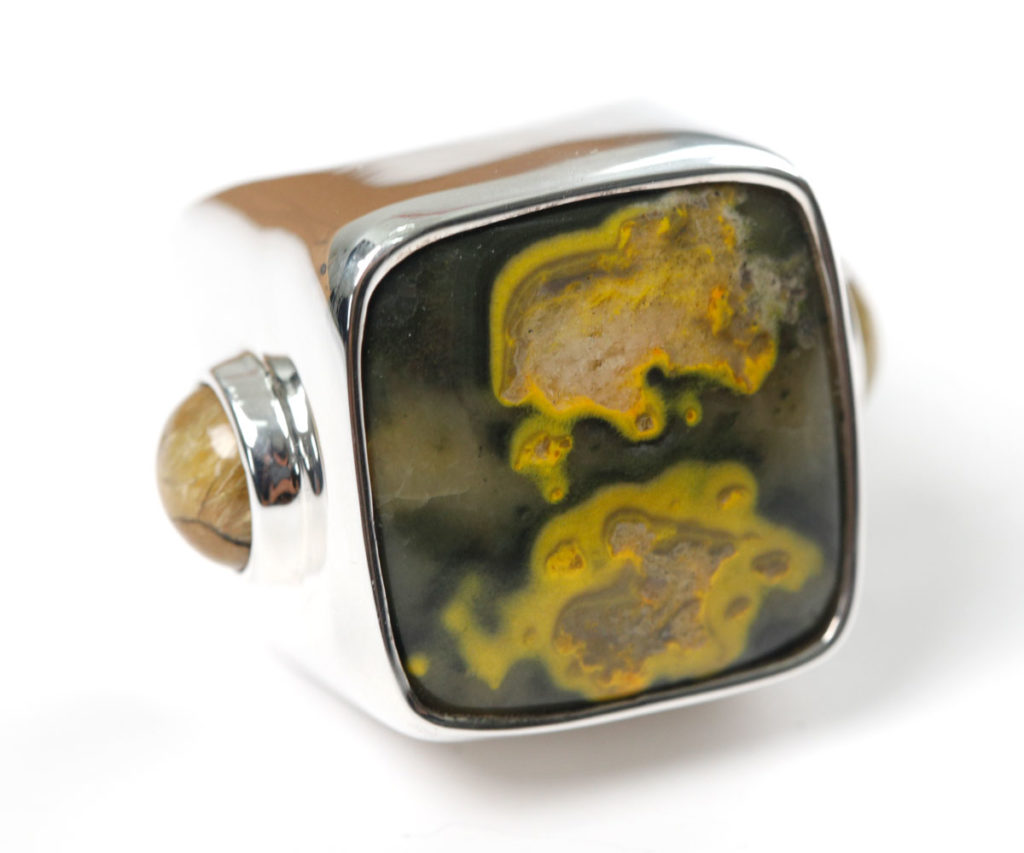 Semi Precious Stone Ring in Sterling Silver 925 Agot Costa Rica