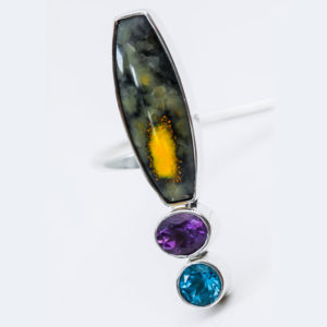 Semi Precious Stone Cuff Bracelet in Sterling Silver 925