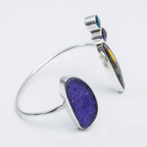 Semi Precious Stone Cuff Bracelet in Sterling Silver 925