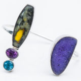 Semi Precious Stone Cuff Bracelet in Sterling Silver 925 Agot