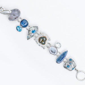 Semi Precious Stone Link Bracelet in Sterling Silver 925