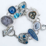 Semi Precious Stone Link Bracelet in Sterling Silver 925 Agot