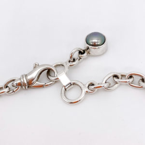Free Form Bronze Pearl & River Rock Chain Link Necklace in Sterling Silver 925