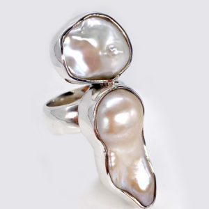 Free Form Baroque Pearl Ring in Sterling Silver 925