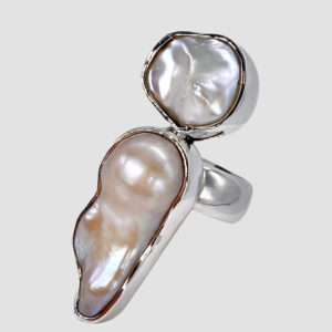 Free Form Baroque Pearl Ring in Sterling Silver 925