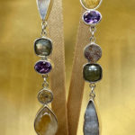 Multi Semi Precious Stone Earrings in Sterling Silver 925