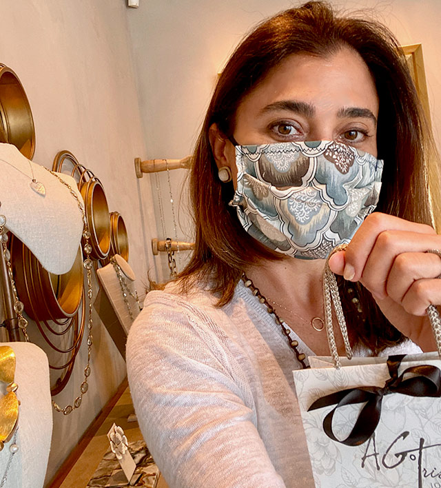 Adriana Gomez wearing face mask